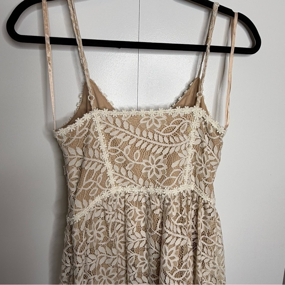 Anthropologie - NSR Hayden Floral Midi Dress cream/beige lace- XS - Picture 8 of 13